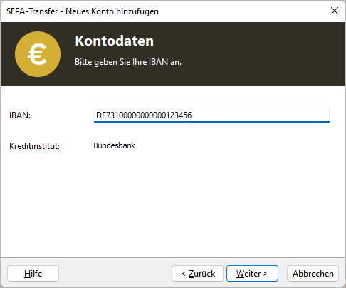 Kontoassistent Schritt 2