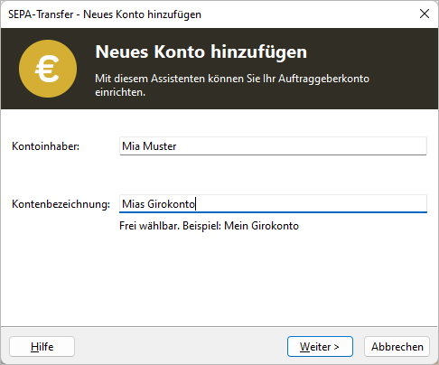 Kontoassistent Schritt 1