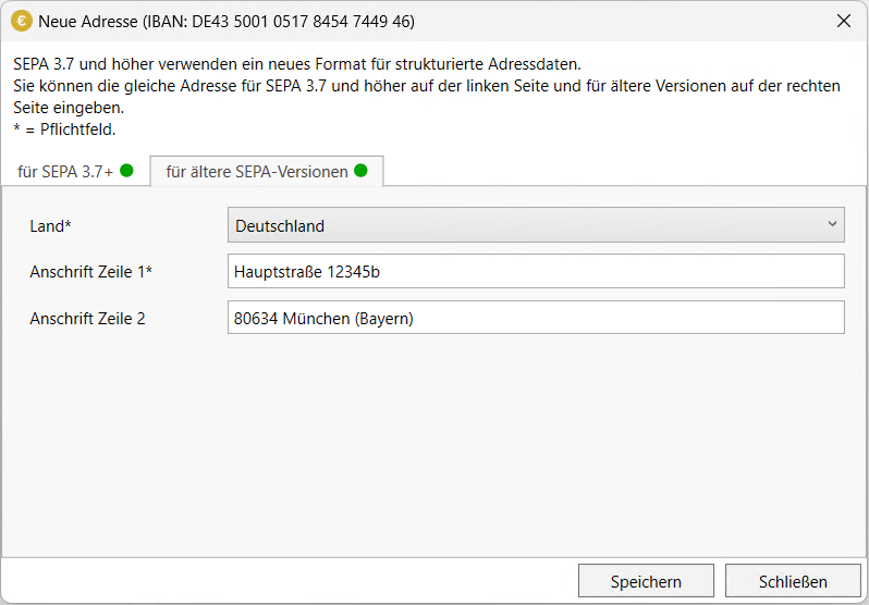 Adressdialog - altes Format