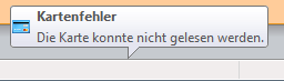 Fehlermeldung bei unlesbaren Karten
