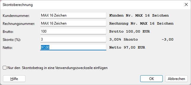 Der Skonto-Dialog