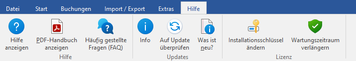 Das Menü "Hilfe"