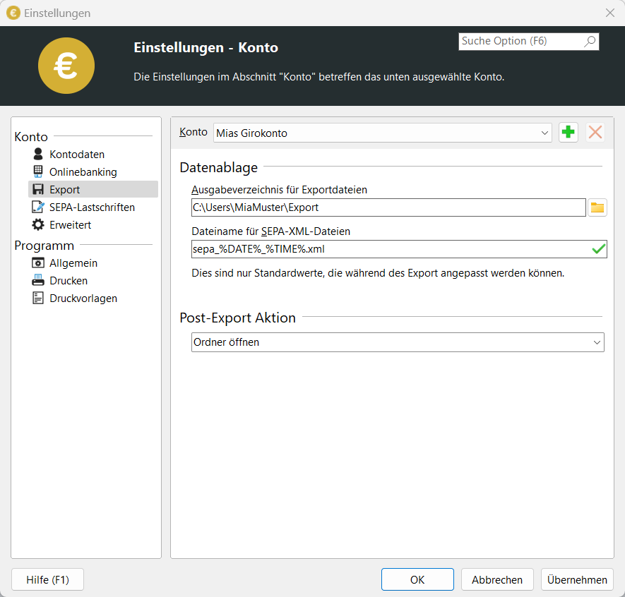 Dateinamen mit Systemvariable