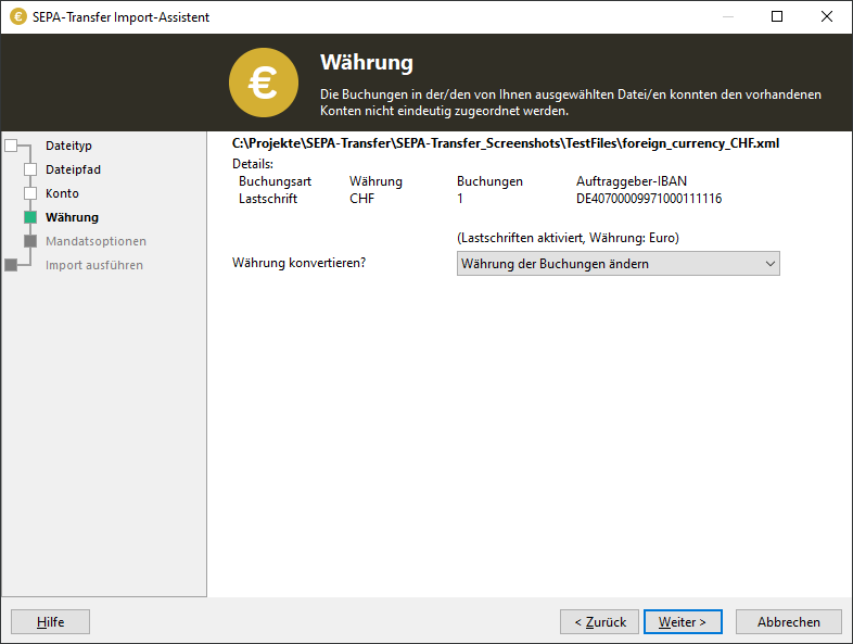 Import wizard currency conflict dialog
