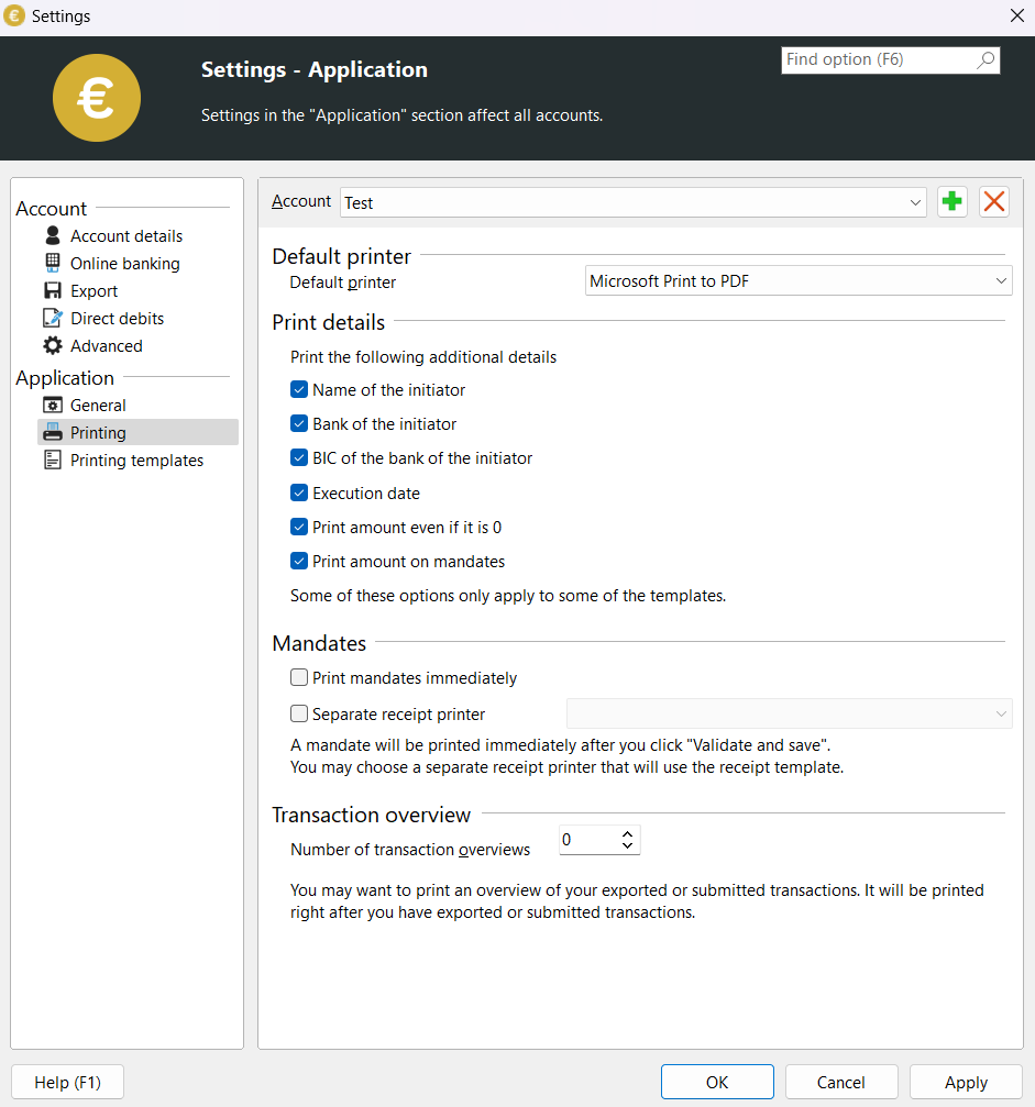 Print settings