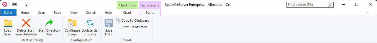 List of Scans Ribbon Tab